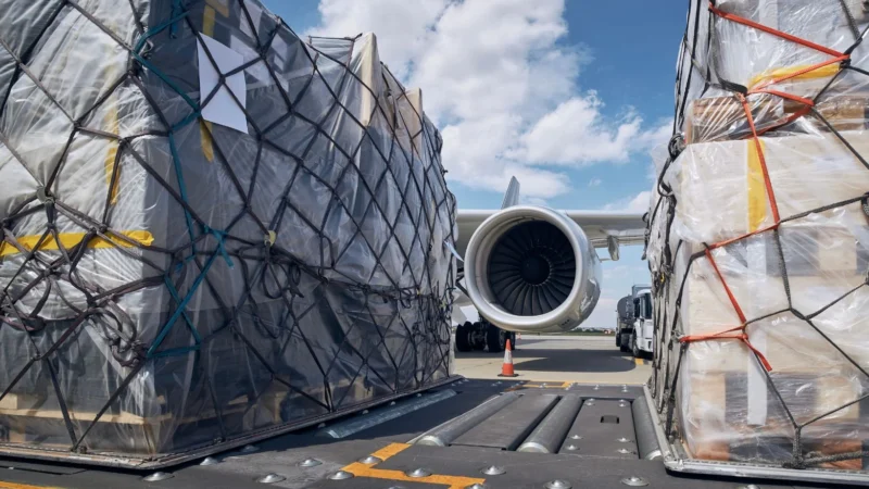 Air cargo being loaded onto aircraft