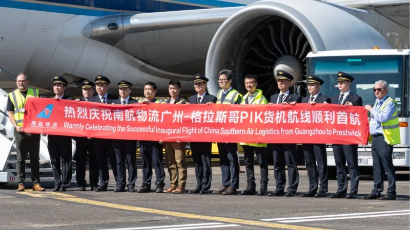 China Southern Air Logistics and Glasgow Prestwick Airport have launched the first-ever direct scheduled freighter service between China and Scotland, marking a major milestone in the UK’s air cargo connectivity.
