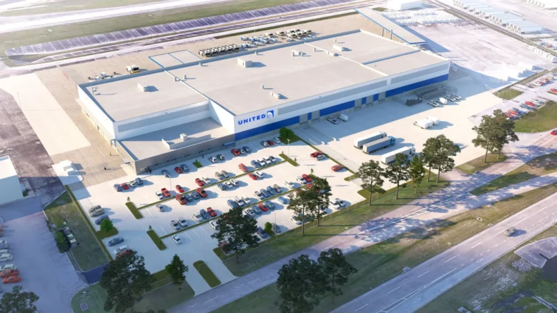 United Airlines' new facility, aerial