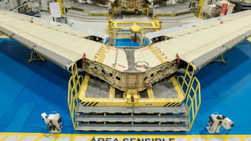 The first horizontal stabiliser for the A350F completed in Spain (Copyright: Airbus).